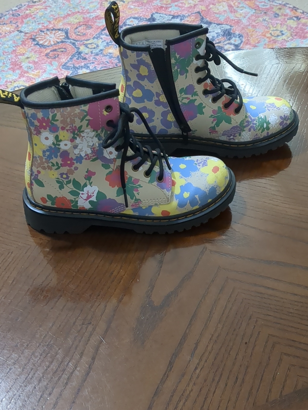 Doc Martens Floral Lace-Up Boots in Pastel Multicolor